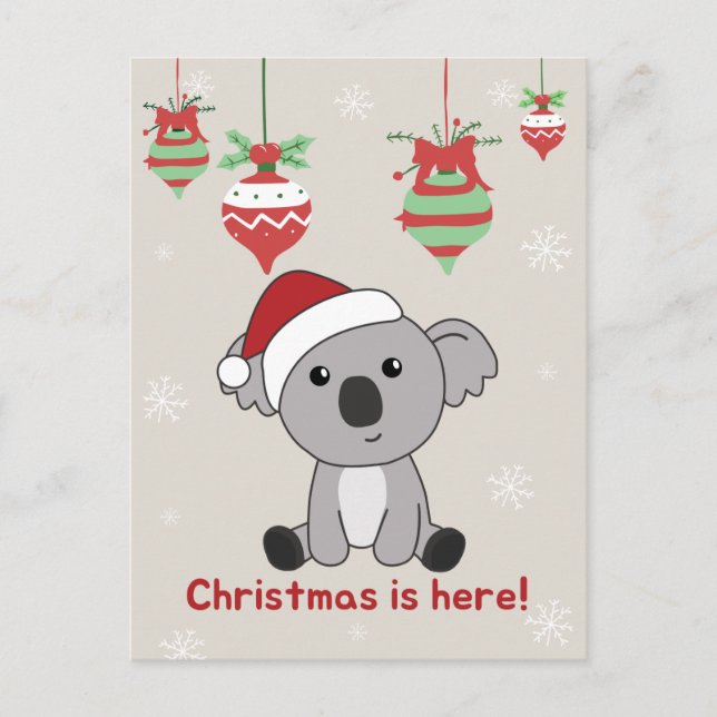 Cartão Postal De Festividades Koala Christmas Snow Winter Animal Holiday Koalas (Frente)