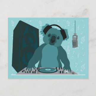 Cartão Postal De Festividades Koala Music DJ Postcard