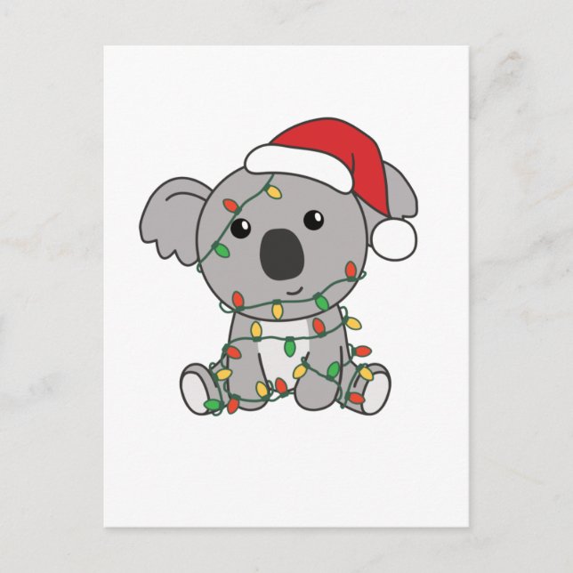 Cartão Postal De Festividades Koala Natal Animais de Inverno Coalas (Frente)