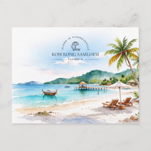 Cartão Postal De Festividades Koh Rong Samloem Camboja   Paisagens em Aquarela