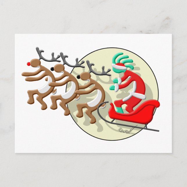 Cartão Postal De Festividades Kokopelli Santa Clause (Frente)