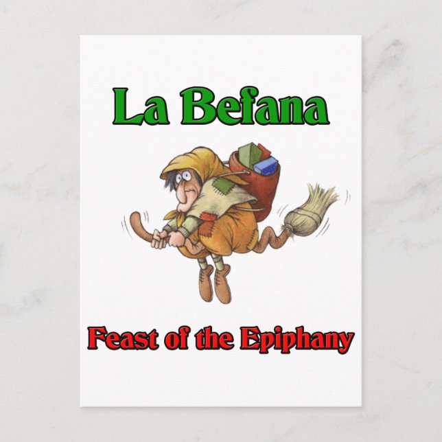 Cartão Postal De Festividades La Befana (Christmas Witch) Feast of the Epiphany. (Frente)