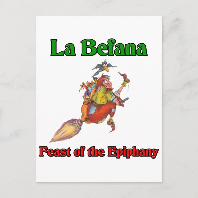 Cartão Postal De Festividades La Befana (Christmas Witch) Feast of the Epiphany (Frente)