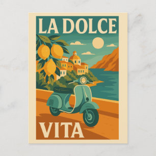 Cartão Postal De Festividades La Dolce Vita - Viagem da costa italiana retrô