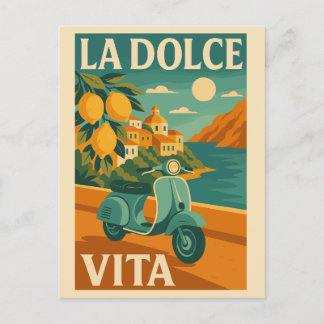 Cartão Postal De Festividades La Dolce Vita - Viagem da costa italiana retrô
