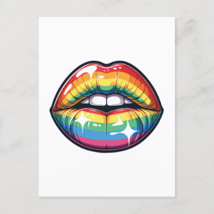 Cartão Postal De Festividades Lábios arco-íris Lgbtq