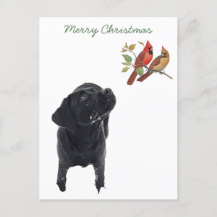 Cartão Postal De Festividades Laboratório Preto Feliz Natal Cachorro Bonito Lab