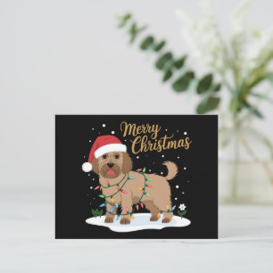 Cartão Postal De Festividades Labradoodle Felry Natal Engraçado Cachorro de Nata