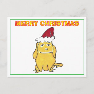 Cartão Postal De Festividades Labrador Amarelo Com Cartão De Natal Cartoon Natal