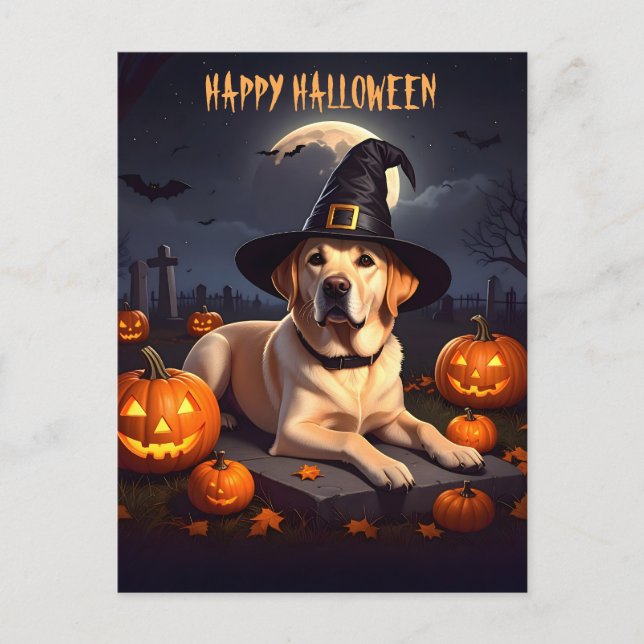 Cartão Postal De Festividades Labrador Halloween (Frente)