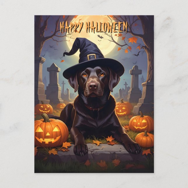 Cartão Postal De Festividades Labrador Halloween (Frente)