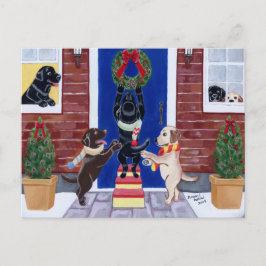 Cartão Postal De Festividades Labradores de diversão de Natal