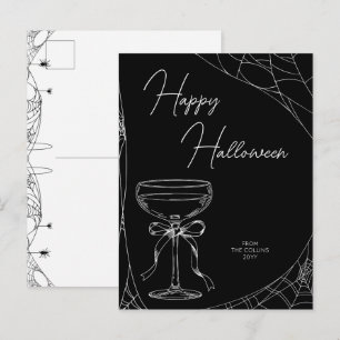 Cartão Postal De Festividades Laço de Cocktail Preto e Branco Adulto Feliz Hallo