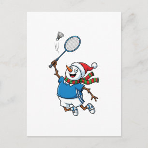 Cartão Postal De Festividades Lacrosse de Boneco de Neve Natal 2026 Esportes de