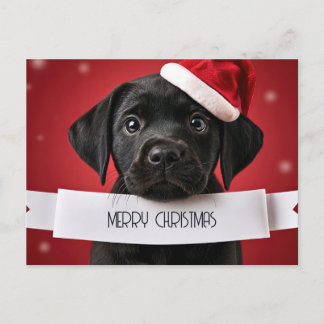 Cartão Postal De Festividades Lador Retriever Vermelho Natal Fofo