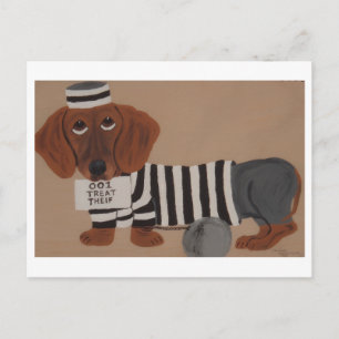 Cartão Postal De Festividades Ladrão de Guloseimas Dachshund Presidiário