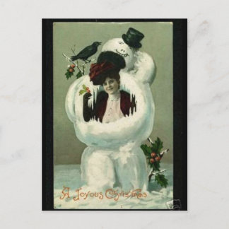 Cartão Postal De Festividades Lady e Snowman
