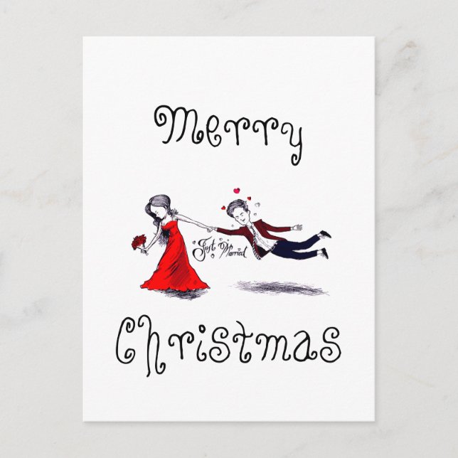 Cartão Postal De Festividades Lady Pulling Husband Engraçado (Frente)