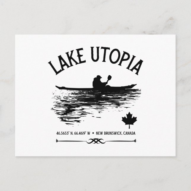Cartão Postal De Festividades Lago Utopia New Brunswick Canadá Lagos - Kayaker (Frente)