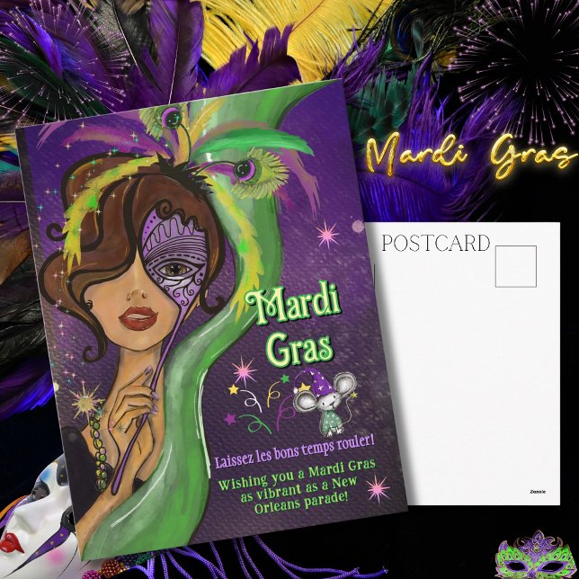 Cartão Postal De Festividades Laissez Les Bons Temps Rouler Fancy Mardi Gras (Laissez Les Bons Temps Rouler Fancy Mardi Gras Holiday Postcard)