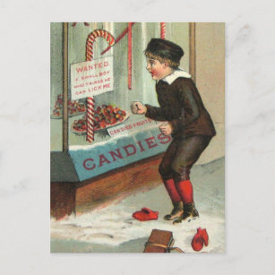 Cartão Postal De Festividades Lamba-me piada do natal vintage do humor do bastão