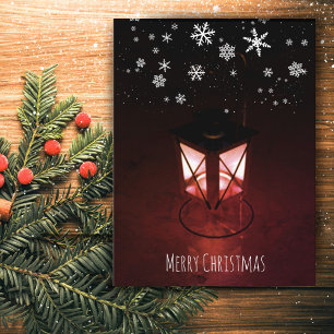 Cartão Postal De Festividades Lâmpada de Vela Flocos de Neve Natal