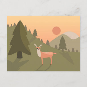 Cartão Postal De Festividades Landscape Deer Mountain Wilset Park Sunset Po