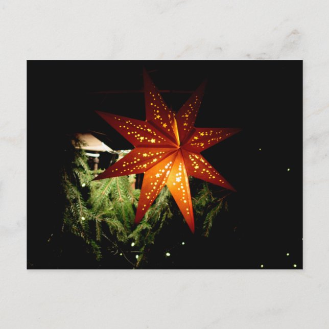 Cartão Postal De Festividades Lanterna alemão da estrela do mercado do Natal (Frente)