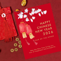 Lanterna Vermelho Feliz Ano Novo Chinês 2026