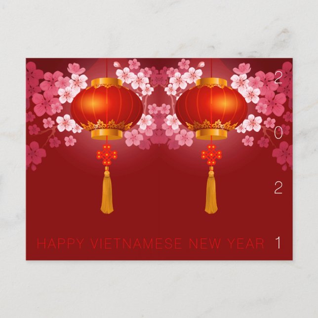 Cartão Postal De Festividades Lanternas Hao Dao Feliz Vietnamita Novo Ano-C HPC (Frente)