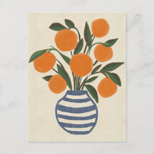Cartão Postal De Festividades Laranja em um vaso