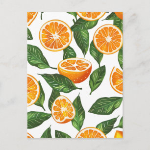 Cartão Postal De Festividades Laranja Fruta Botânica Citrus Sem Costura