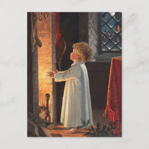 Cartão Postal De Festividades Lareira de Natal, Meias e Férias Infantis