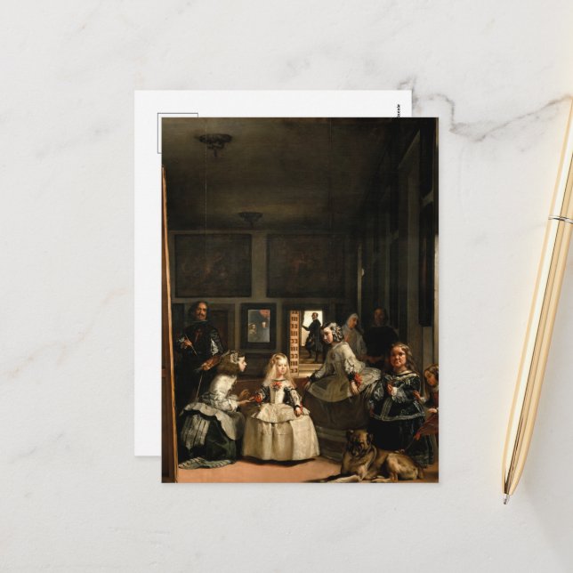Cartão Postal De Festividades Las Meninas por Diego Velazquez (Frente/Verso In Situ)