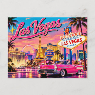 Cartão Postal De Festividades Las Vegas Nevada Arte de Viagem Vintage 