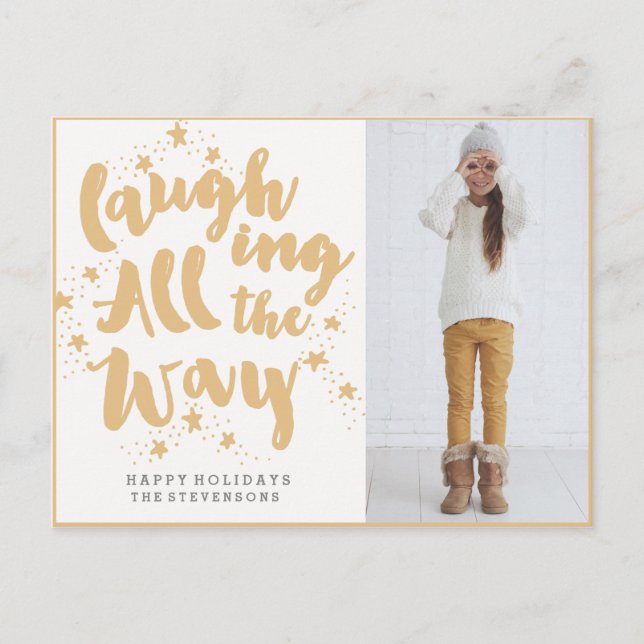 Cartão Postal De Festividades Laughing All the Way Golden Postcard (Frente)