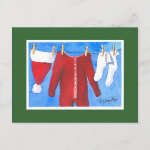 Cartão Postal De Festividades Lavanderia de papais noeis