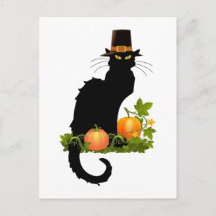 Cartão Postal De Festividades Le Chat Noir Thanksaquilo e Pilgrim Turkey