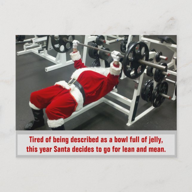 Cartão Postal De Festividades Lean & Mean Santa - Funny Silly Joke Christmas (Frente)