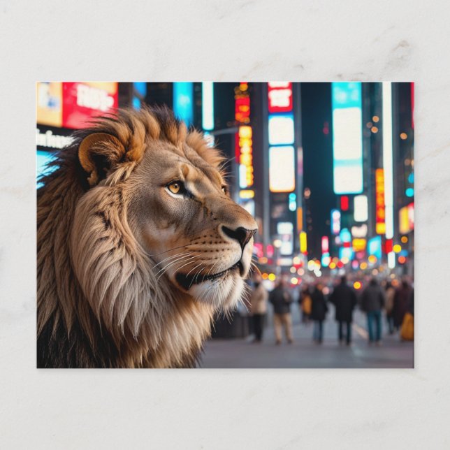 Cartão Postal De Festividades Leão na Times Square (Frente)