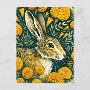 Cartão Postal De Festividades Lebre Malmequer