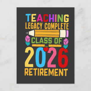 Cartão Postal De Festividades Legado de Ensino Completo Turma de 2026 Aposentado