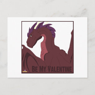 Cartão Postal De Festividades Legal Dragão Vermelho Cabelo Roxo Seja Meu Namorad
