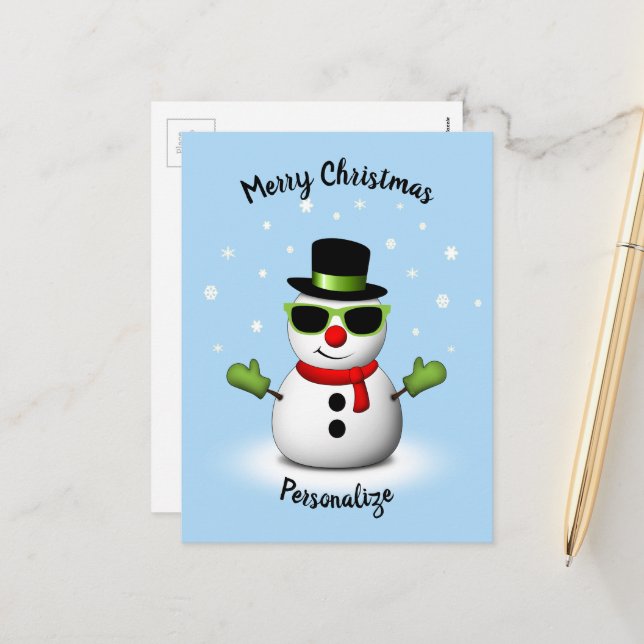 Cartão Postal De Festividades Legal Snowman Adorável Smirk Christmas Personalize (Frente/Verso In Situ)
