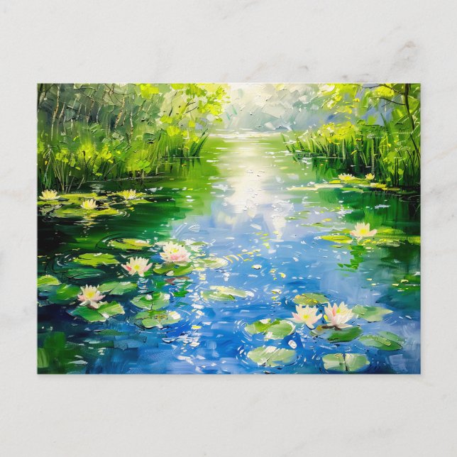 Cartão Postal De Festividades Leite de Verão com lírios de água (Frente)