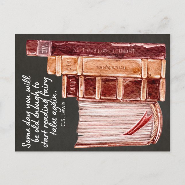 Cartão Postal De Festividades Leitura de livros CS Lewis (Frente)