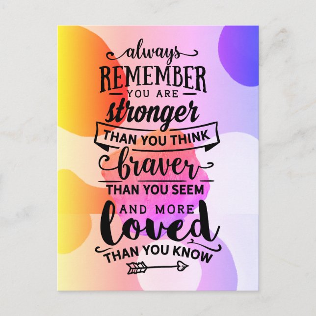 Cartão Postal De Festividades Lembre-se, você é mais forte (Frente)