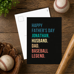 Cartão Postal De Festividades Lenda do Beisebol Retrô Dia dos Pais Personalizado