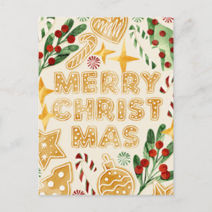 Cartão Postal De Festividades Letra de biscoitos de pão de Natal feliz