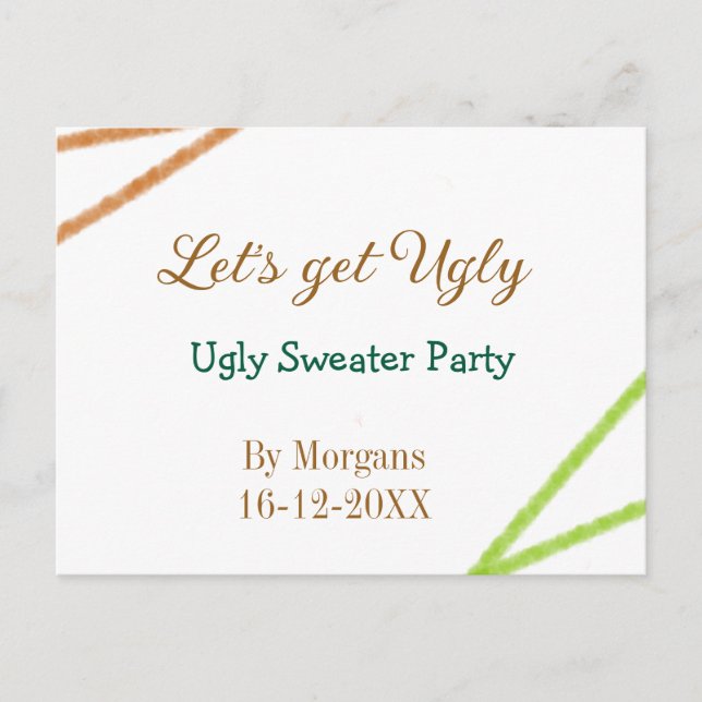 Cartão Postal De Festividades Let's get ugly Christmas ugly sweater Partyorange  (Frente)